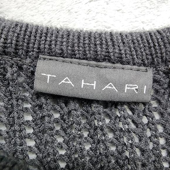 Tahari Swim Cover Womens L Black Halter Neck Sleeveless Crochet Beach Boho - Picture 4 of 11